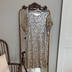 Ivy City Co Silver Sequin Dress